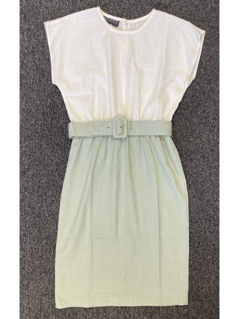 Vintage Just In Thyme Belted Sprint Shirt Dress Green Beige Size 12